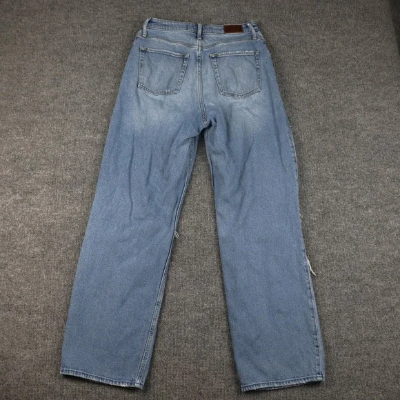 Hollister Jeans Womens 7 Light Wash Ultra High Rise Dad Distressed Ripped Knees - Picture 10 of 16